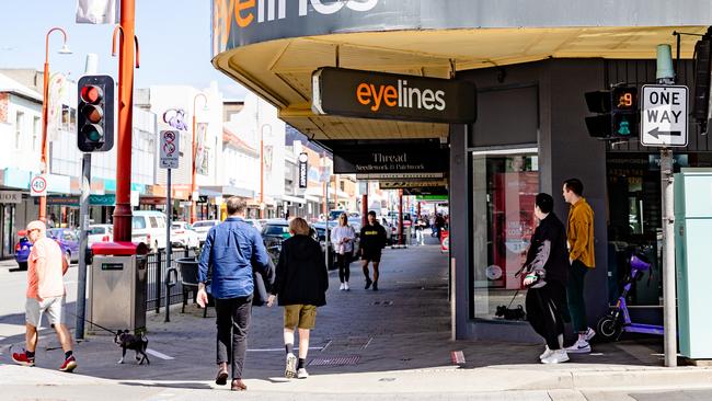 New scramble crossings at the intersection of Liverpool and Elizabeth streets in Hobart CBD. Picture: Linda Higginson