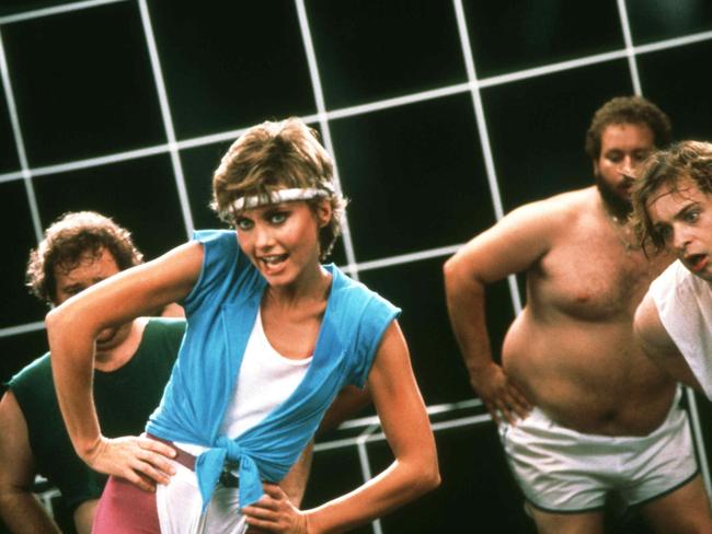 Look at the flabby guy ... Olivia Newton John in a video clip of her 1981 double album Physical. Picture: Supplied