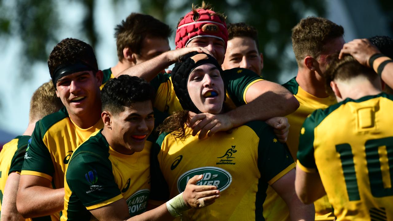 Australia under-20 celebrate at the World Championship in Argentina.