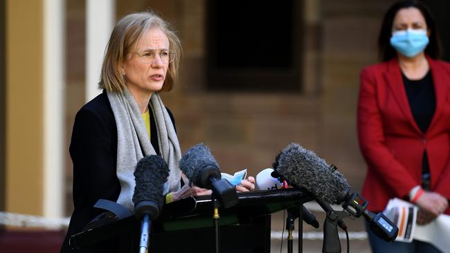 chief health officer Dr Jeannette Young at Parliament House to provide a Covid-19 update. Picture: NCA NewsWire / Dan Peled