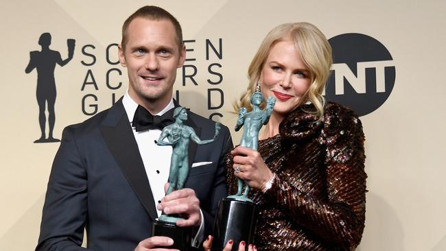 Alexander Skarsgard won a Screen Actors Guild Award last year for Outstanding Performance by a Male Actor in a Miniseries or Television Movie for<i> Big Little Lies, </i>alongside on-screen wife Nicole Kidman. Photo: Frazer Harrison/Getty Images