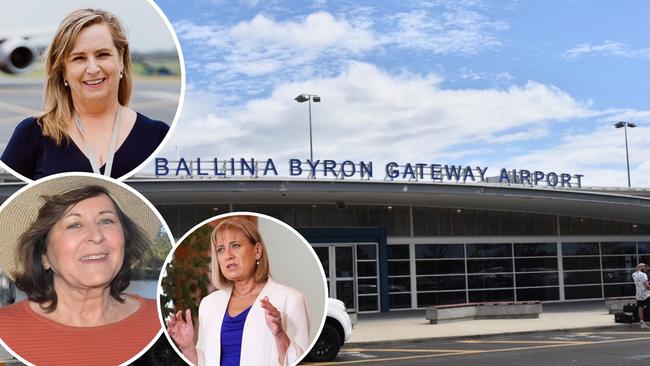 Top left: Ballina Byron Gateway Airport Manager Julie Stewart, Ballina Shire Mayor Sharon Cadwallader and Federal Member for Richmond Justine Elliot.