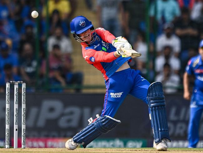 Delhi Capitals' Jake Fraser-McGurk plays a shot during the Indian Premier League (IPL) Twenty20 cricket match. Picture: Money SHARMA