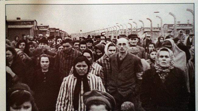 Prisoners during liberation of Auschwitz concentration camp by Soviet soldiers.