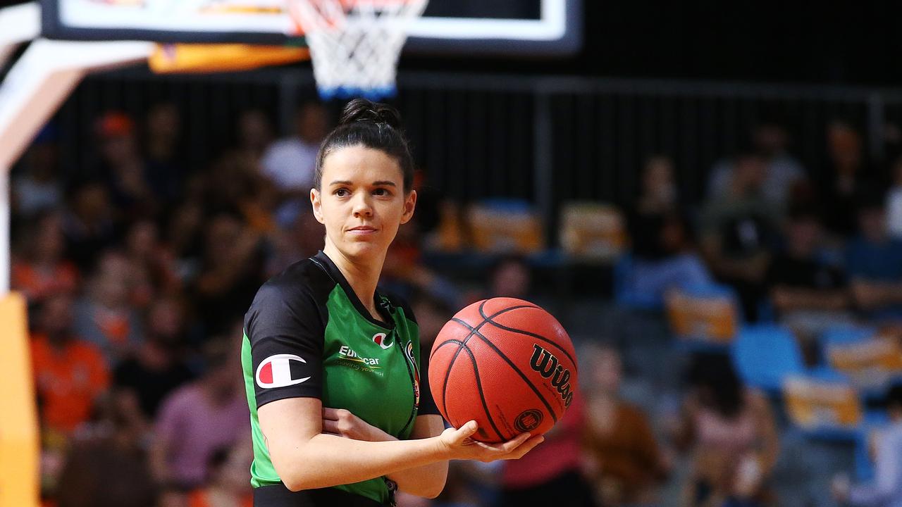 Jacqui Dover has become the first female indigenous referee in NBL history, officiating the NBL Indigenous round match between the Cairns Taipans and the Brisbane Bullets, held at the Snag Pit, Cairns. Picture: Brendan Radke