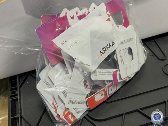 Police found two active SIM-boxes and several SIM cards at Moorebank.