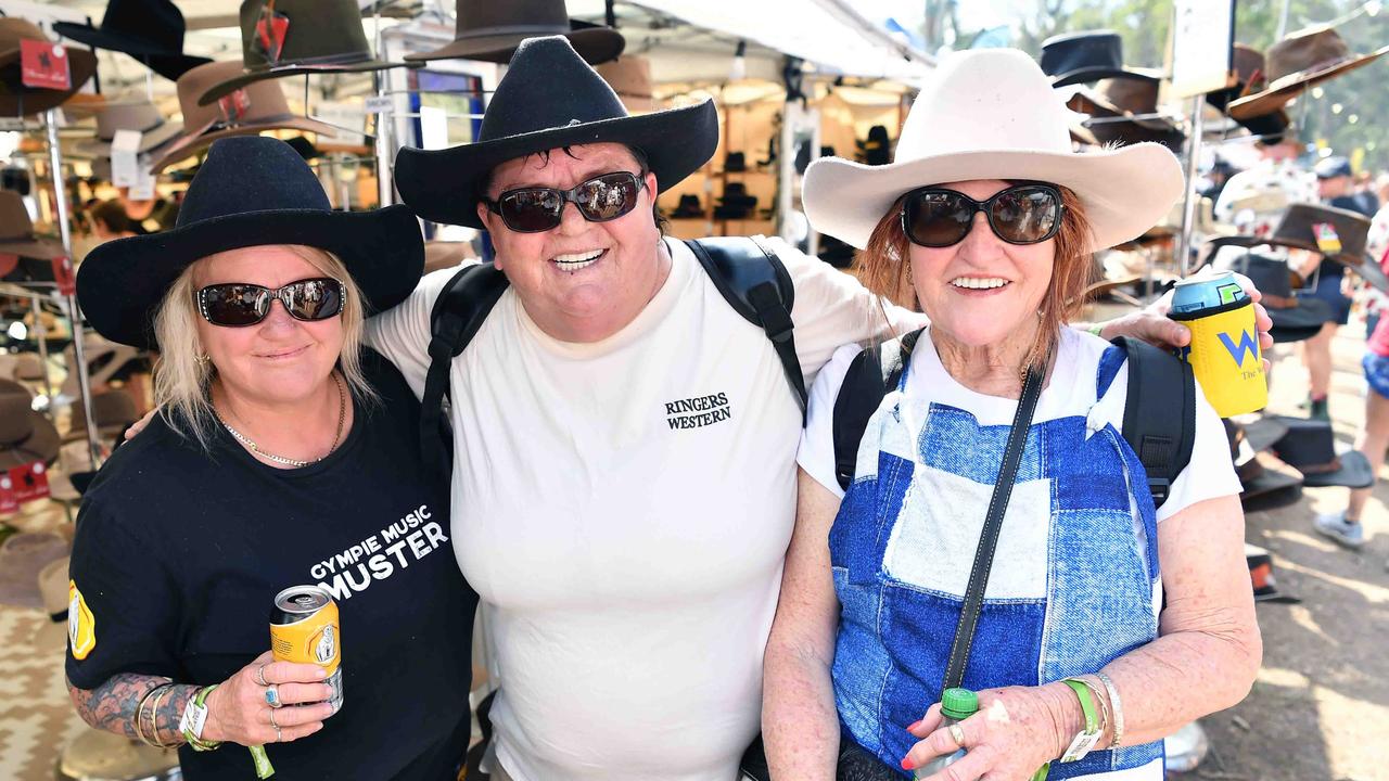 Kerry Scrivo, Sonny Zig and Kathy O at the Gympie Muster. Picture: Patrick Woods.