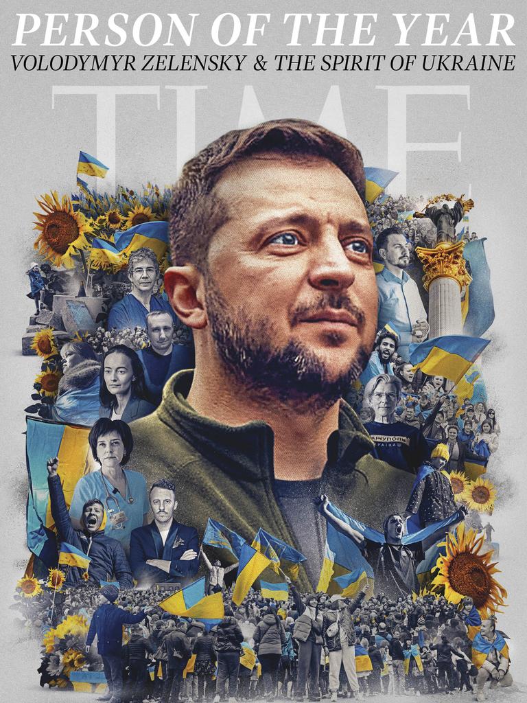 The magazine cover featuring Ukranian President Volodymyr Zelenskyy. Picture: Neil Jamieson / TIME / AFP