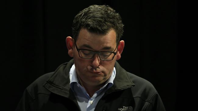 Victorian Premier Daniel Andrews looks on at the daily briefing on July 19.