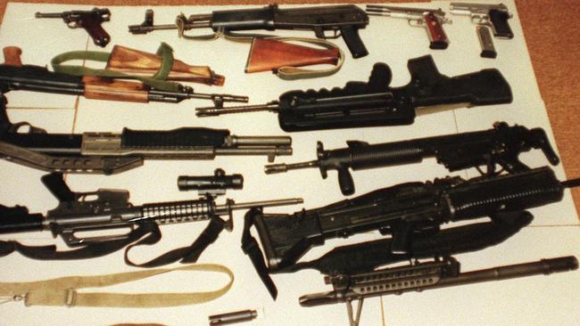 Chamberlain stored the guns under a fake floor in his shed, and later told police they belonged to Perre.