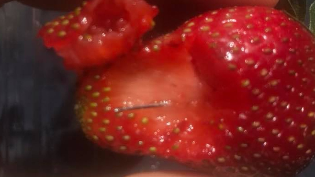 A man was hospitalised after swallowing a needle in a strawberry. Picture: Facebook