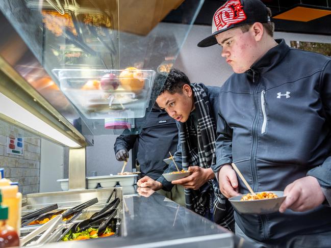 Breakfast, morning tea, lunch, afternoon tea and even take-home packs are supplied by experienced chefs who cook on campus. Picture: Jake Nowakowski