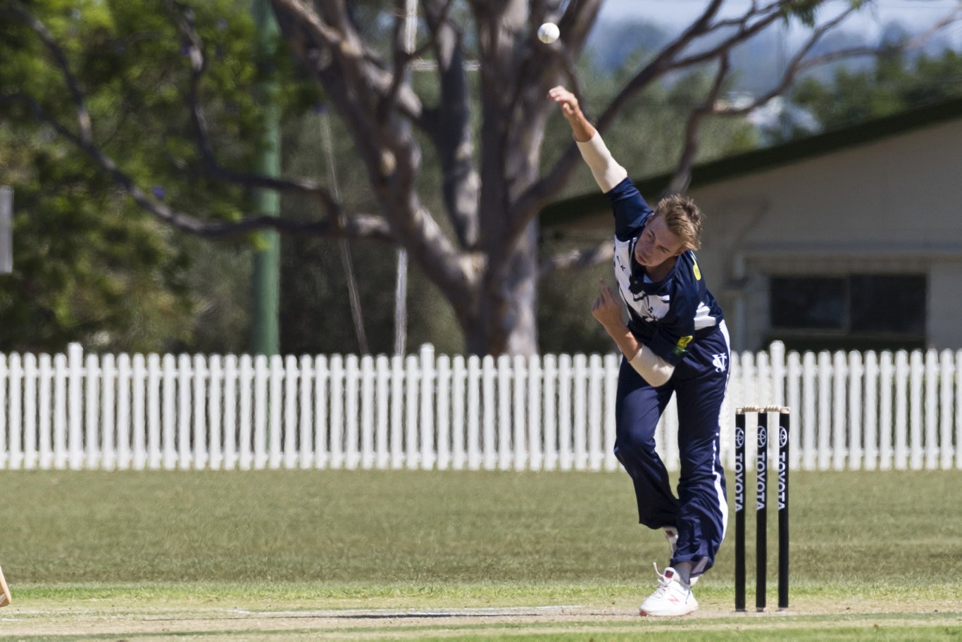 Fraser Ellis bowls for Victoria against Queensland in Australian Country Cricket Championships round two at Rockville Oval, Friday, January 3, 2020. Picture: Kevin Farmer