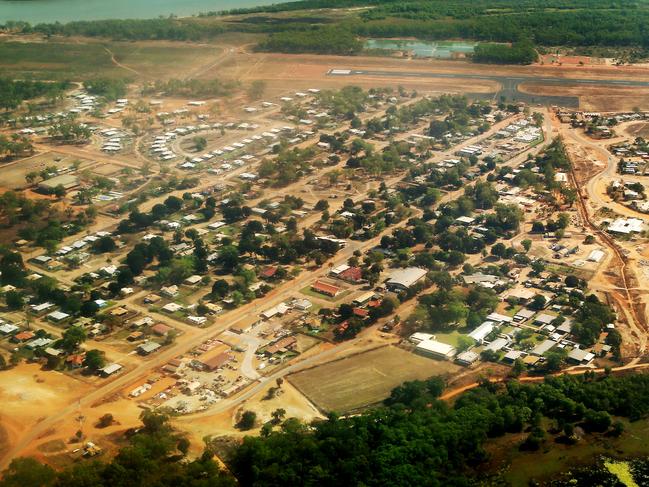 Aerial image of Aurukun, an indigenous community on the Gulf of Carpentaria, 800 kilometres north west of Cairns on Cape York in Far North Queensland. PICTURE: BRENDAN RADKE.