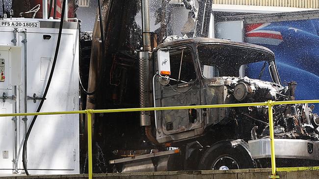 A truck caught fire at the Norco factory in Coombabah on the Gold Coast.Picture: Nigel Hallett