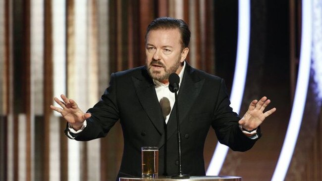 Ricky Gervais at the Golden Globe Awards in 2020. He came under fire after graphic jokes about the transgender community in a new Netflix Inc. special. Picture: AP