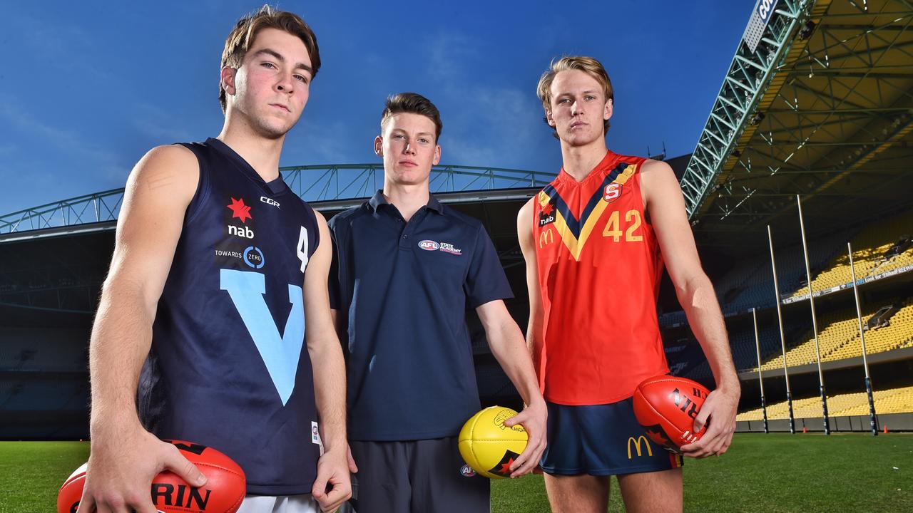 Rhylee West, Sam Walsh and Jack Lukosius. Photo: Tony Gough.