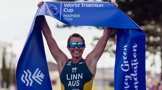 Sophie Linn winning the Napier Triathlon. Picture FB