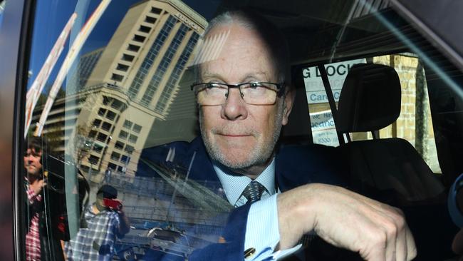 Former ABC chairman Justin Milne leaves ABC headquarters in Sydney after resigning yesterday. Picture: AAP