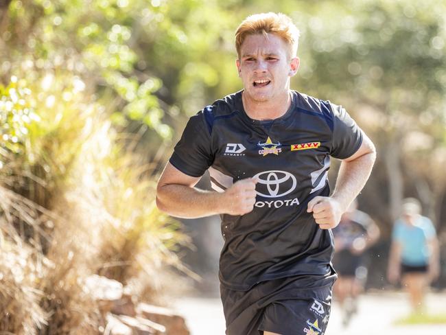 Tom Dearden during the Cowboys pre-season training session on Castle Hill. Picture: Cowboys Media