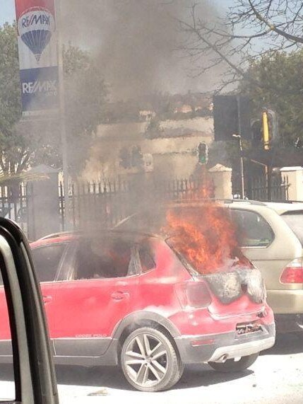 The red VW Polo used in the James Bond-style attempt on Radovan Krejcir’s life.