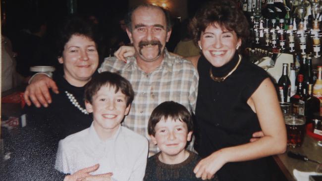 Maxine (right) with her father Malcolm and stepmother Susan, and their young sons Jason and Anthony at the Railway Hotel in Caerphilly, South Wales.