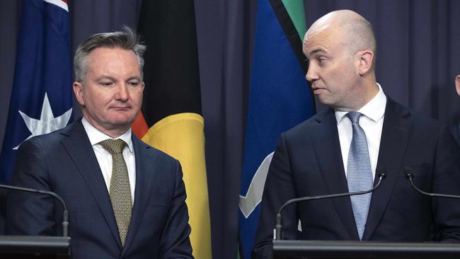 Then-NSW Treasurer Matt Kean with Federal Energy Minister Chris Bowen during a 2022 press conference. Picture: NCA NewsWire / Gary Ramage