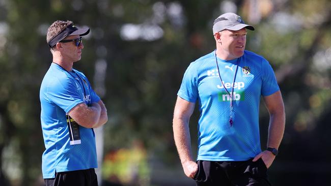 Richmond coach Damien Hardwick and Leppitsch at training. Picture: Michael Klein