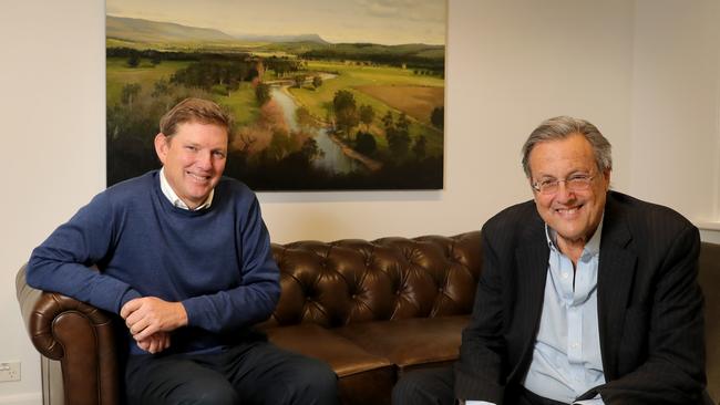 31/08/2018: David Evans, Chairman E&P with Jeff Cole, visiting tech guru from America. Stuart McEvoy/ The Australian.