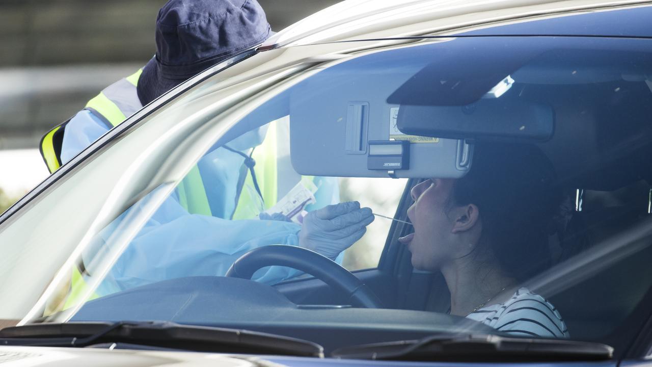 Carpark testing continues for COVID-19 at Crossroads Hotel in Casula. Picture: Dylan Robinson