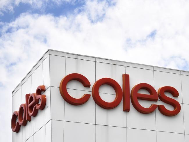 BRISBANE, AUSTRALIA - NewsWire Photos - SEPTEMBER 22, 2020.A Coles supermarket sign above a store in Brisbane. Coles outlets across Queensland will become fully powered by renewable energy sources by 2022.Picture: NCA NewsWire / Dan Peled