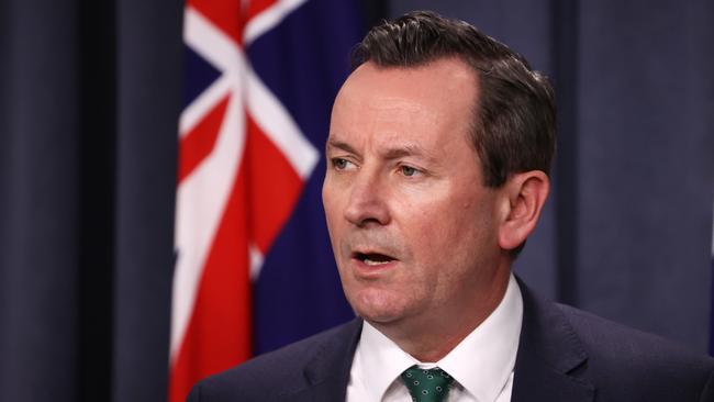 Politics. Premier Mark McGowan holds a Covid related press conference at Dumas House in West Perth. Picture Jackson Flindell The West Australian