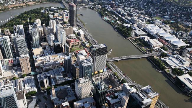 DO NOT USE BEFORE DEC 28TH, CONTACT COURIER MAIL PIC DESK Aerial images over Brisbane in summer. Brisbane City, CBD, highrise, skyline, office buildings, Southbank, King George Square, Brisbane River.