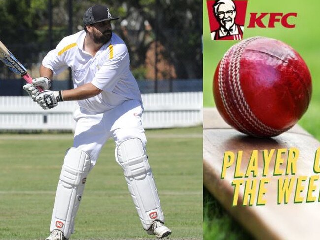 KFC Player of the Week Shaun Simpson has scored 231 runs without being dismissed after eight rounds of the 2020/21 GDSC 3rd Grade season for Westlawn GJR Sheetmetal/Jones Mechanical.