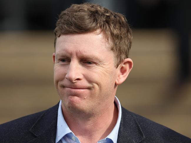 SYDNEY, AUSTRALIA - JUNE 29: Trainer Matt Laurie looks on after Regan Bayliss riding Amberite wins Race 4 Prague Yearlings Selling Now during "McKell Cup Day" - Sydney Racing at Rosehill Gardens on June 29, 2024 in Sydney, Australia. (Photo by Jeremy Ng/Getty Images)