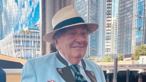 Barry Humphries in November at the launch of the new ferry named in honour of his friend Margaret Olley. Source: Instagram