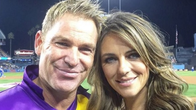 Shane Warne with his former lover Liz Hurley.