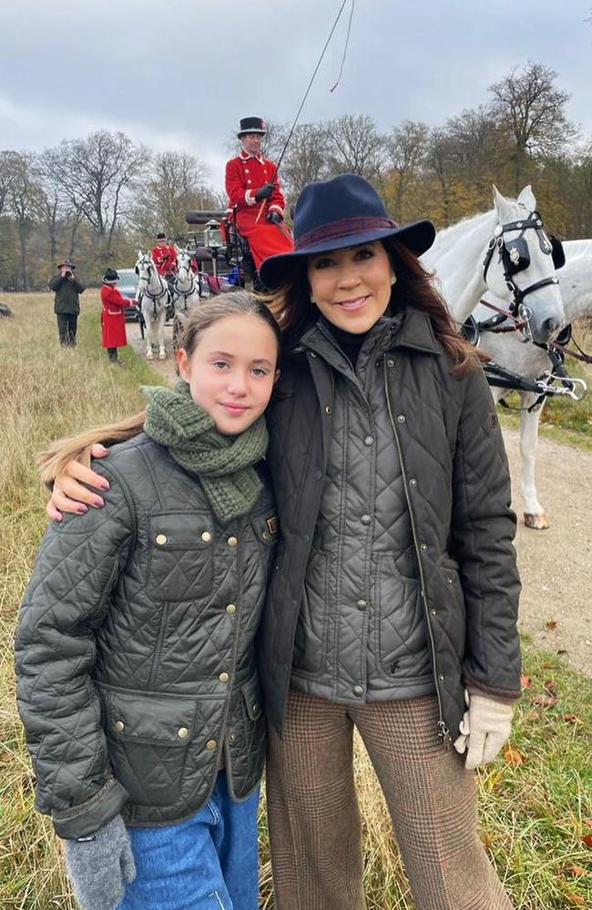 Princess Josephine with Princess Mary pose for a photo at the annual Hubertus hunt. Picture: Supplied