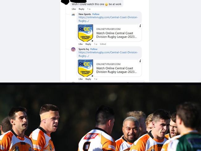 Images of a livestream scam purporting to show games of local Central Coast sporting competitions.