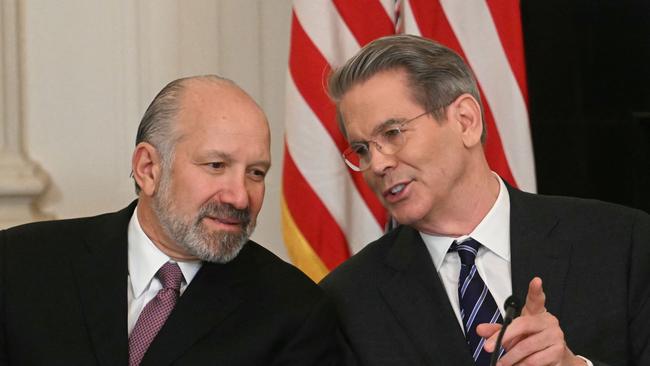 US Secretary of Commerce Howard Lutnick (left) and US Secretary of Treasury Scott Bessent (right) in Washington, DC. Picture: AFP