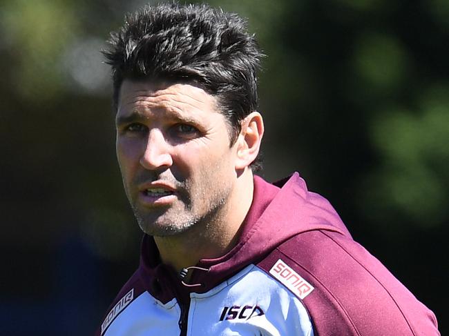 Manly-Warringah Sea Eagles coach Trent Barrett during a training session in Sydney, Wednesday, September 6, 2017. The Sea Eagles take on the Penrith Panthers in week 1 of the NRL Finals Series at Lottoland on Saturday. (AAP Image/Dean Lewins) NO ARCHIVING