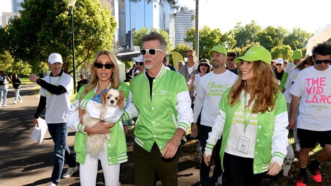 Chloe Lattanzi, John Easterling, and Tottie Goldsmith leading the walk. Picture: Andrew Henshaw