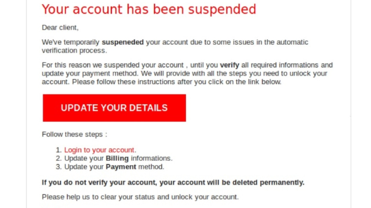 Netflix Email Scam: Users warned over account phishing | news.com.au ...