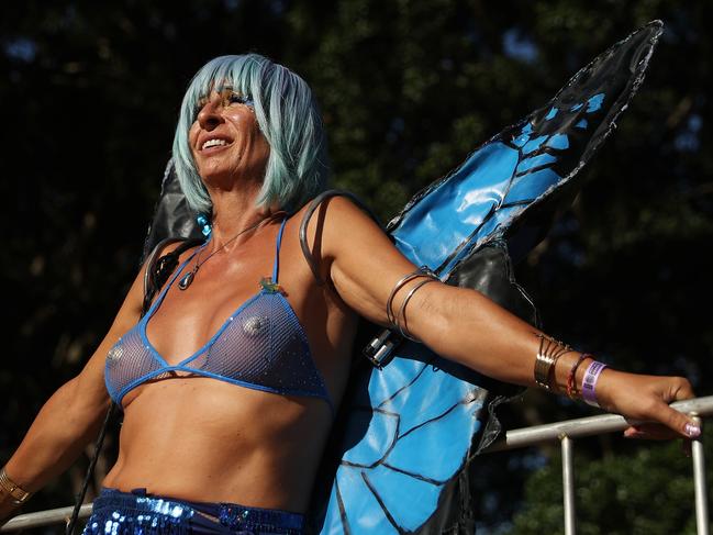 Parade participants ahead of the Sydney Gay and Lesbian Mardi Gras parade. Picture: Brendon Thorne