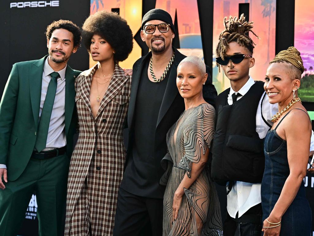 With son Trey, daughter Willow, son Jaden and Jada’s mum Adrienne Banfield-Norri at the Bad Boys: Ride or Die LA premiere in May. Picture: Frederic J. Brown / AFP