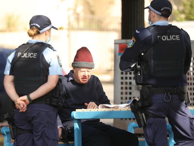 NSW police conduct high visibility patrols at Coogee and surrounding streets enforcing the COVID guidelines .picture John Grainger