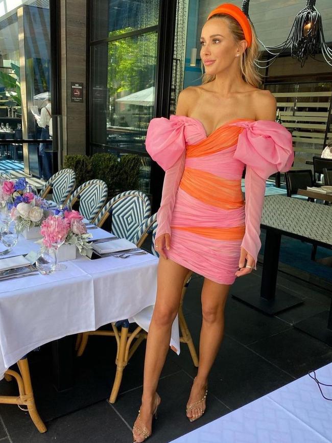 Lana credits her signature ‘extra’ cushioning behind keeping feet comfortable all day long, her heels seen here on Rebecca Judd. Picture: Instagram/LanaWilkinson