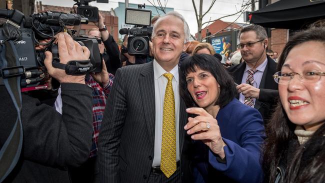 Prime Minister Malcolm Turnbull visits newly elected member for Chisolm Julia Banks in Oakleigh. Picture: Jake Nowakowski