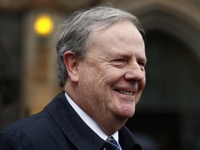 MELBOURNE, AUSTRALIA - NewsWire Photos November 12, 2021:  Former Treasurer of Australia Peter Costello arrives for the state funeral to celebrate the life of Bert Newton at St Patrick's Cathedral in East Melbourne, Victoria. Picture: NCA NewsWire / Daniel Pockett