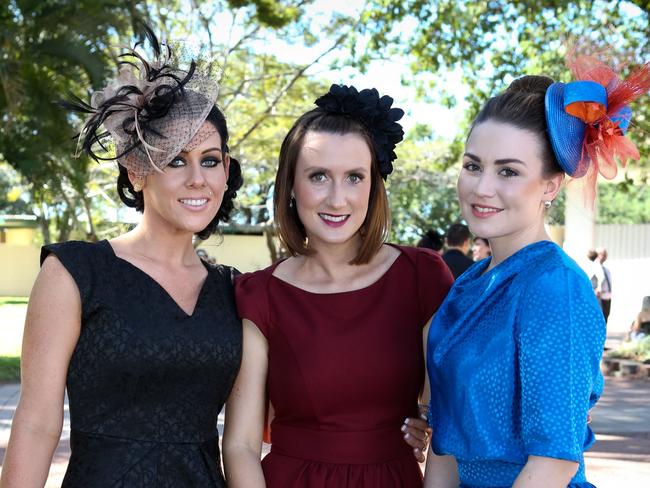 Ladies Day at Cluden Park Racecourse. 21/07/2012. Jess Hart, Kathleen Veitch and Jennifer Ryan.